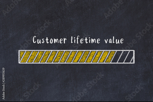 Chalk drawing of loading progress bar with inscription customer lifetime value