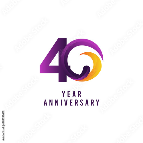 40 Years Anniversary Purple Vector Template Design Illustration