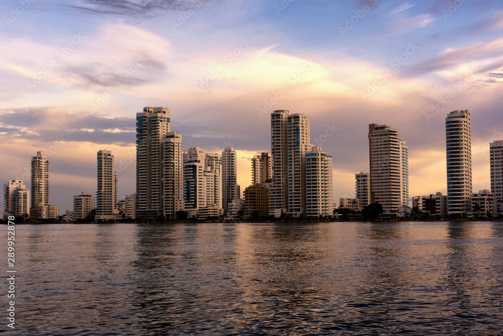 Cartagena skyline at sunset