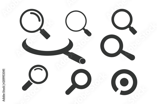 magnifying glass logo finder vector set