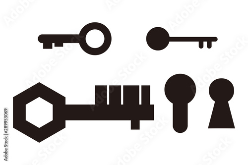 silhouette key logo icon vector set
