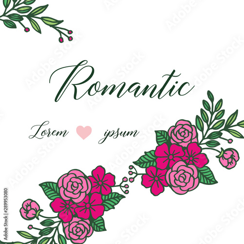Pattern colorful wreath frame and green leaves, for banner element of romantic. Vector © StockFloral