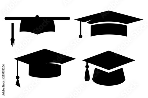 silhouette bachelor hat or toga logo icon vector set