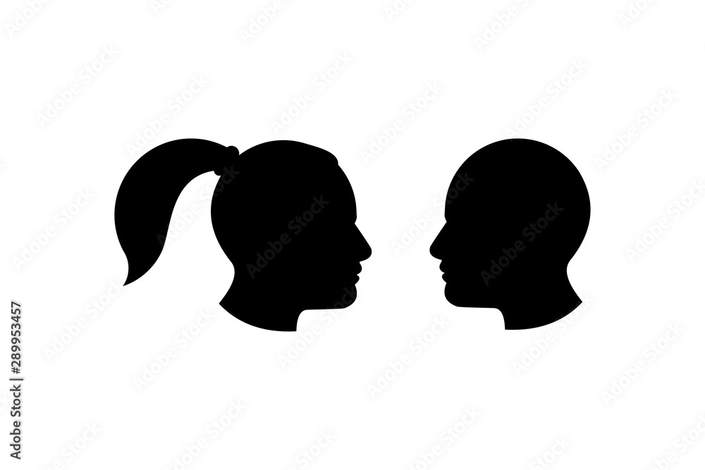 man and woman silhouette head for logo and icon vector
