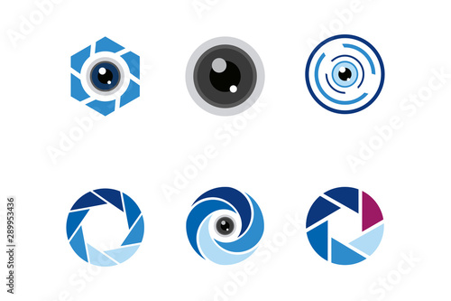 lens logo icon vector set photo