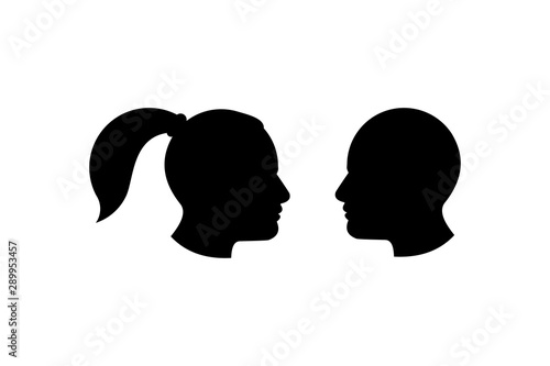 man and woman silhouette head for logo and icon vector