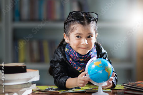 Billede på lærred foreigner girl learning with fun and happy in the classroom.