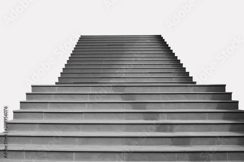 Abstract image : Front view architecture of concrete staircase isolated on grey background.