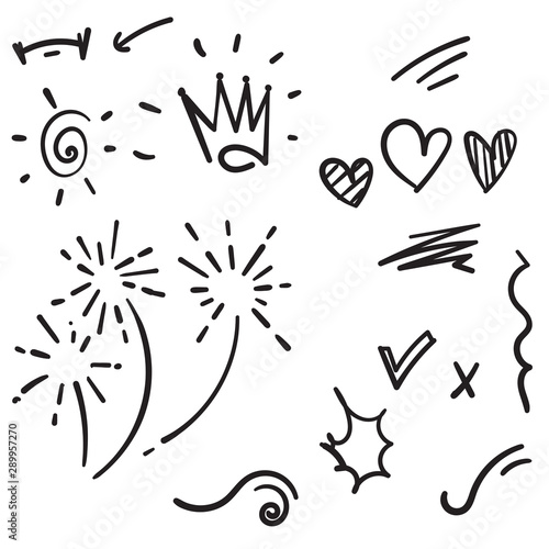 Vector hand drawn collection of design element doodle