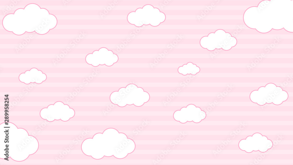 Abstract kawaii pattern with Clouds background. Soft gradient pastel Comic graphic. Concept for wedding card design or presentation