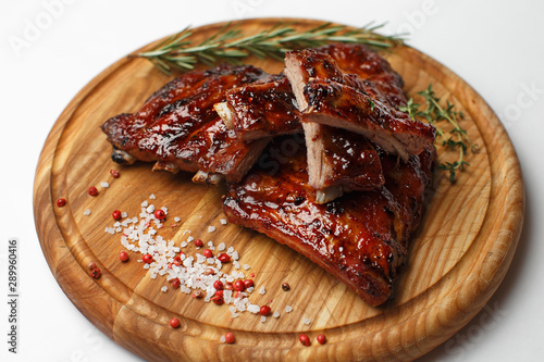 pork ribs on a wooden