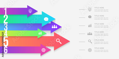 Arrow infographic workflow, Colorful graphic with multiple segment