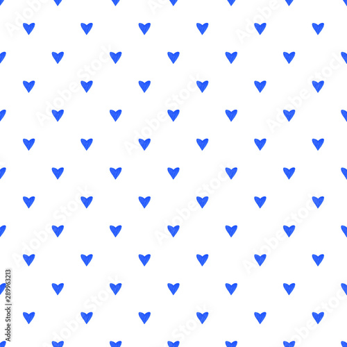 Seamless background with blue hearts. Watercolor pattern with small hearts on white background. Hand painted romantic texture for packaging  wedding  birthday  Valentine s Day  mother s Day