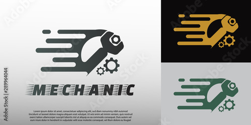 mechanic logo with wrench concept, illustration element-vector