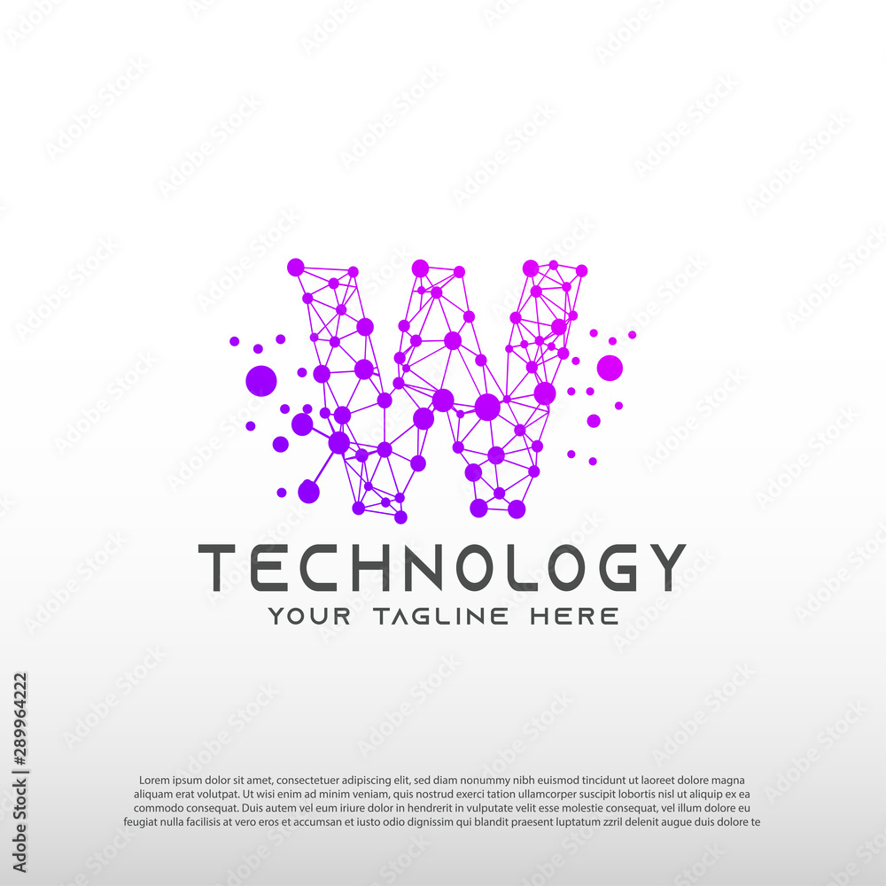 Technology logo with initial W letter, network icon -vector Technology logo with initial W letter, network icon -vector
