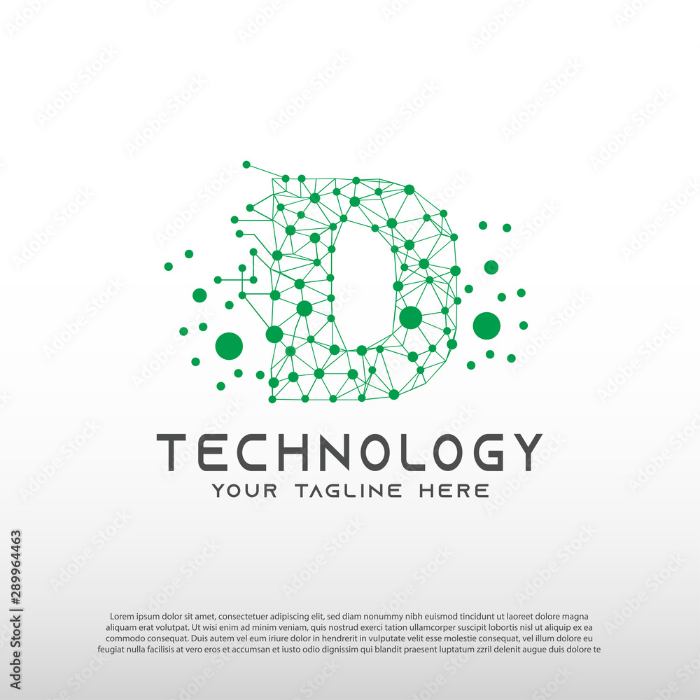 Technology logo with initial D letter, network icon -vector Technology logo with initial D letter, network icon -vector