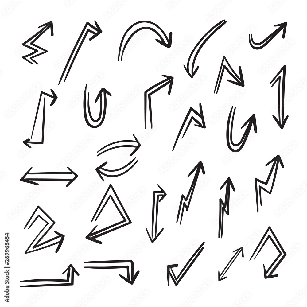 Hand drawn arrow mark icons. Collection of arrow signs, Black filigree arrows vector. Hand drawn arrow mark icons. Collection of arrow signs, Black filigree arrows vector.