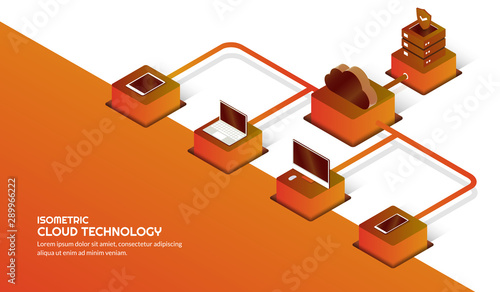 Cloud storage technology and data center concept, cross platform communication