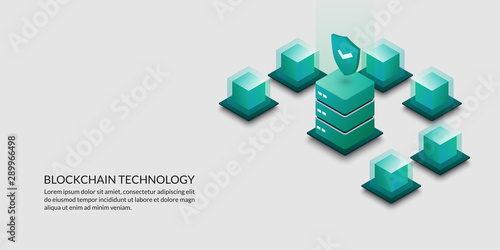 Blockchain technology concept, security data cryptography background