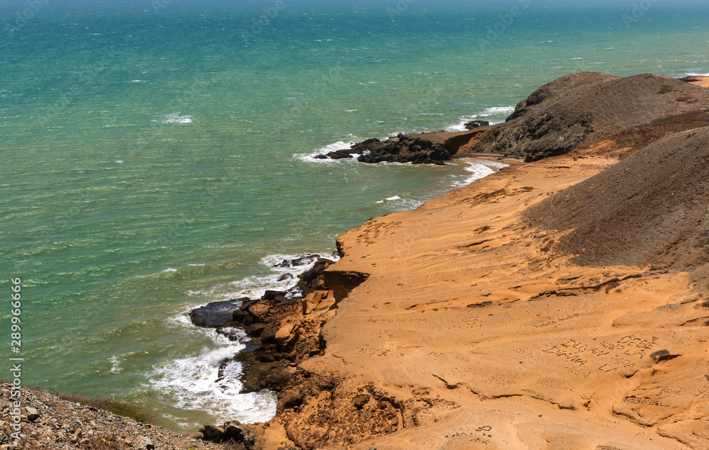 Desertic coast of the sea in Cabo de la Vela, La Guajira, Colombia