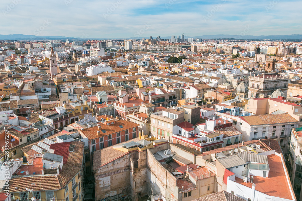 Cityscape of Valencia, Spain, view from the bell tower.