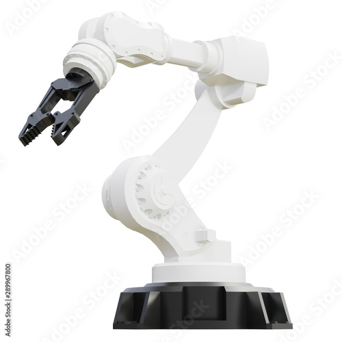 Robotic arm on white background. 3d rendering.