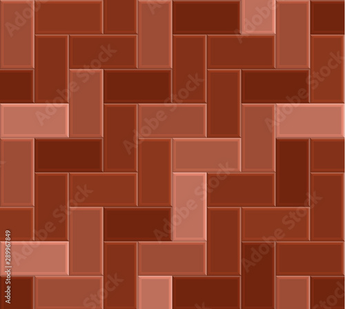 3D brick stone pavement, red pathway vector pattern, sidewalk texture