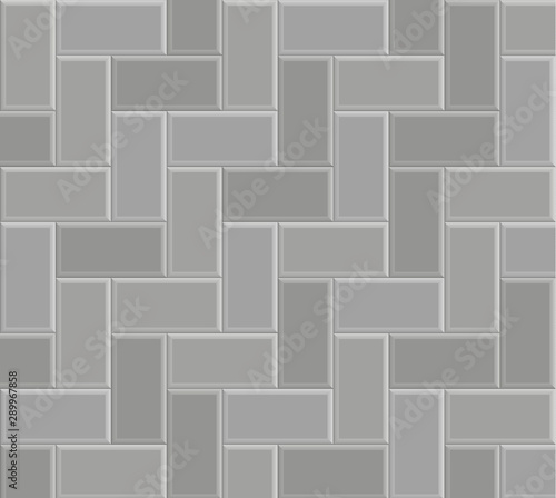 3D brick stone pavement pattern texture background, vector gray floor walk, pathway