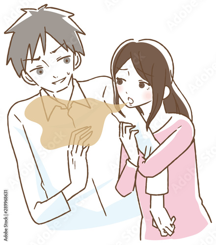 口臭くさい　女性　イラスト