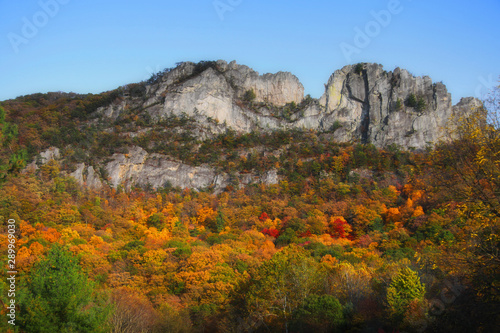 Seneca rocks peak with colorful autumn time. photo