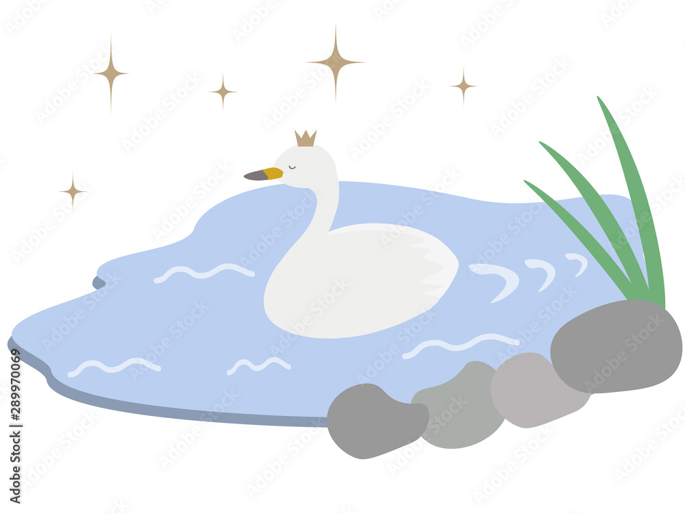 Obraz premium 湖で泳ぐ白鳥のプリンセス