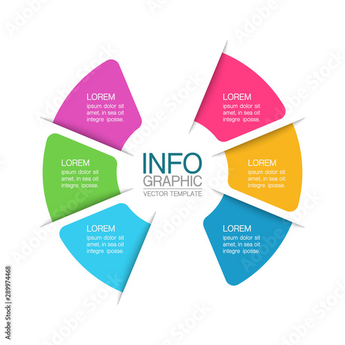 Vector iInfographic template for business, presentations, web design, 6 options.