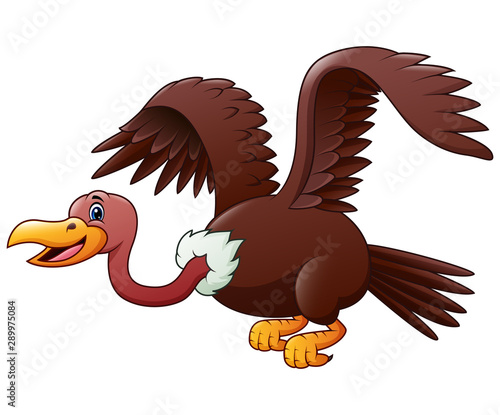 Cartoon vulture flying isolated on white background