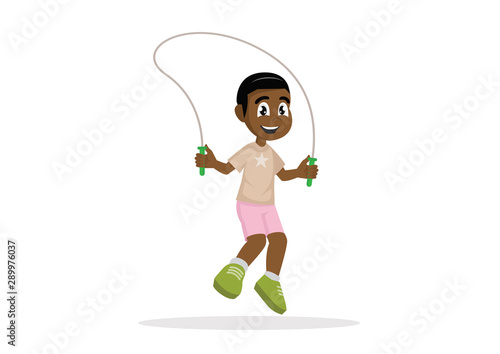 African Boy jumping rope.