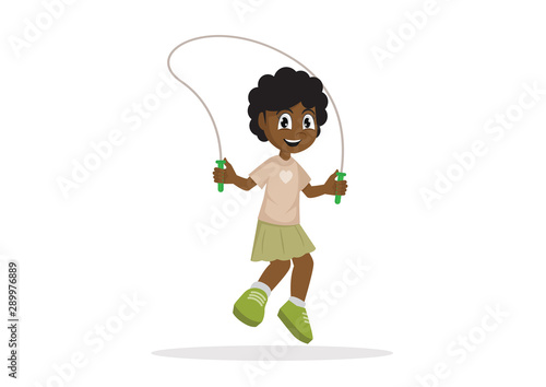 African Girl jumping rope.