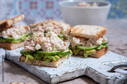 Healthy Tuna Sandwich with Avocado and Cucumber