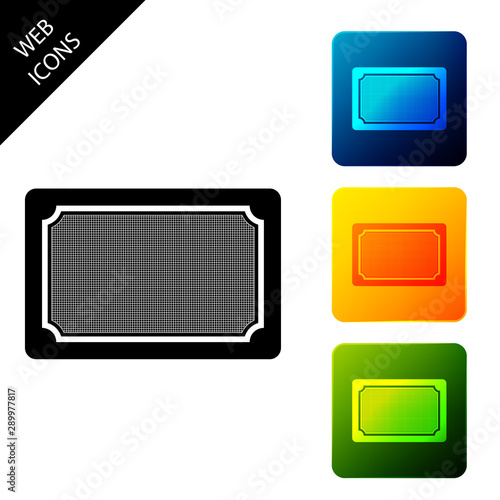 Doormat icon isolated on white background. Welcome mat sign. Set icons colorful square buttons. Vector Illustration