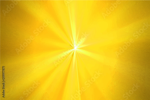 Golden yellow bright flash of light. Motion blur. Staburst. Sunburst. Abstract festive vector illustration with glowing blurred  lights photo