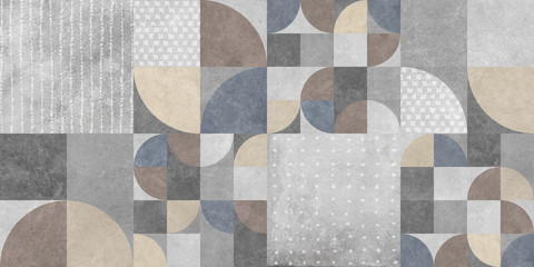 abstract geometric retro background, modern wallpaper design, cement texture,Ceramic kitchen or bathroom wall tile 