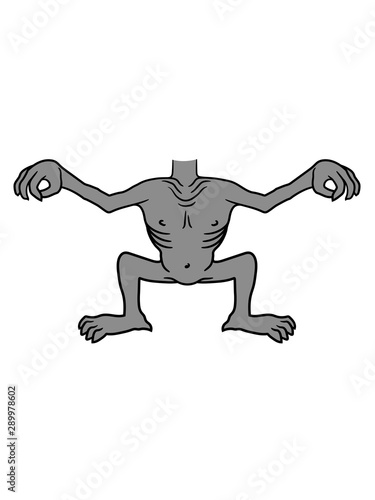 Damon Monster Alien Korper Ohen Kopf Kostum Verkleidung Lustig Comic Cartoon Clipart Design Cool Teufel Halloween Bose Stock Illustration Adobe Stock