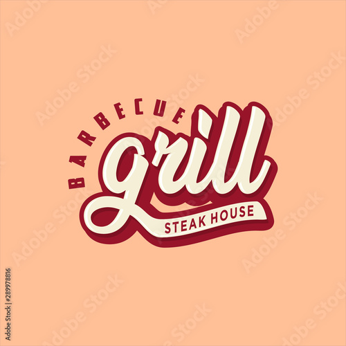 said the grill with hand lettering logo. barbecue, steak house logo.