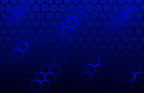 Abstract geometric background with hexagons. Polygonal shape light and shadow effect on the blue background
