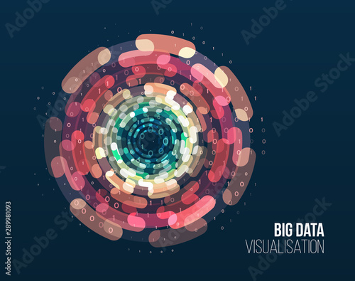 Big data visualization. Abstract background with lines array and binary code. Connection structure. Data array visual concept. Big data connection complex. photo