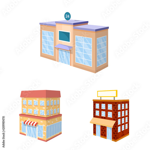 Vector illustration of city and build icon. Collection of city and apartment stock vector illustration.
