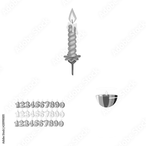 Vector illustration of paraffin and fire logo. Set of paraffin and decoration stock symbol for web.