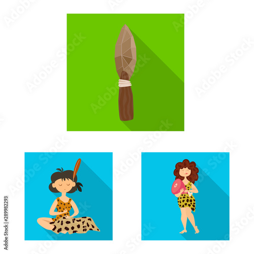 Vector illustration of evolution and prehistory logo. Collection of evolution and development stock symbol for web.