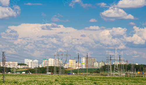 Summer townscape with clouds, Minsk, Belarus.