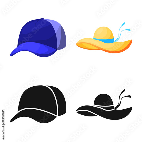 Isolated object of clothing and cap symbol. Set of clothing and beret stock symbol for web.