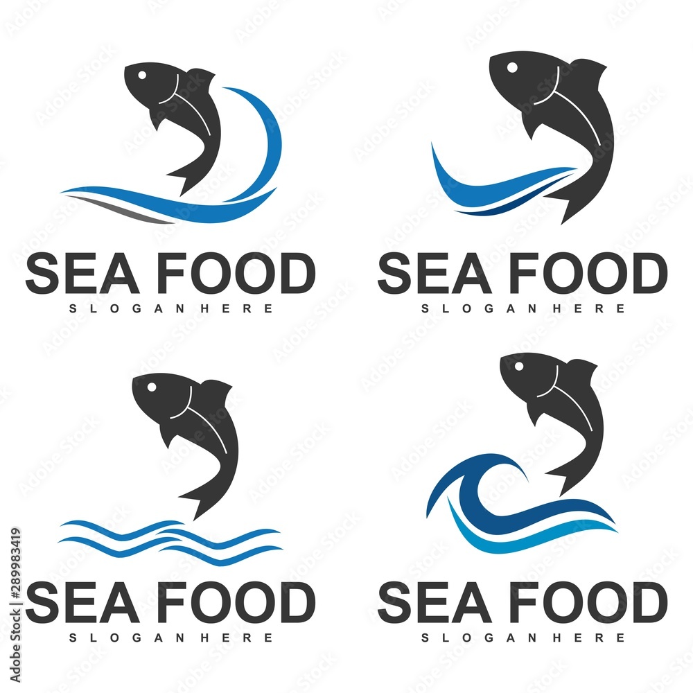 Naklejka premium fish logo template, design concept vector, sea food