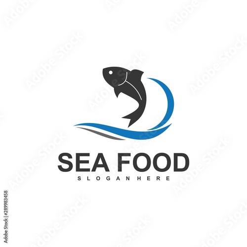 fish logo template  design concept vector  sea food